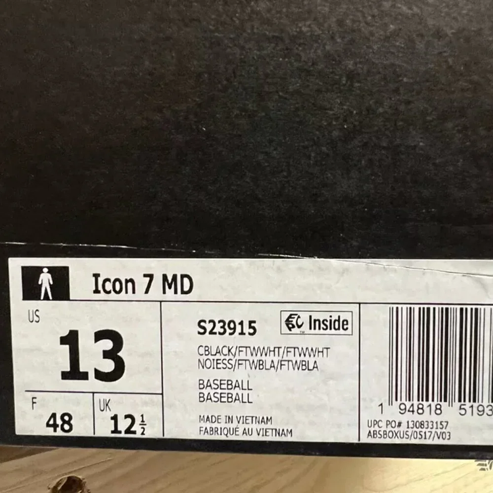 adidas Mens Icon 7 MD Baseball Cleats Black/White 13 M